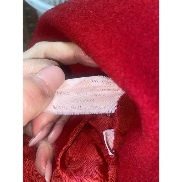 Vtg 80s American Bazaar Women's Red Lined Button Front Trench Pea Coat Large - Picture 10 of 10